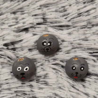 Robben 3er-Set – handbemalte Holzköpfchen mit maritimem Charme, 2 cm