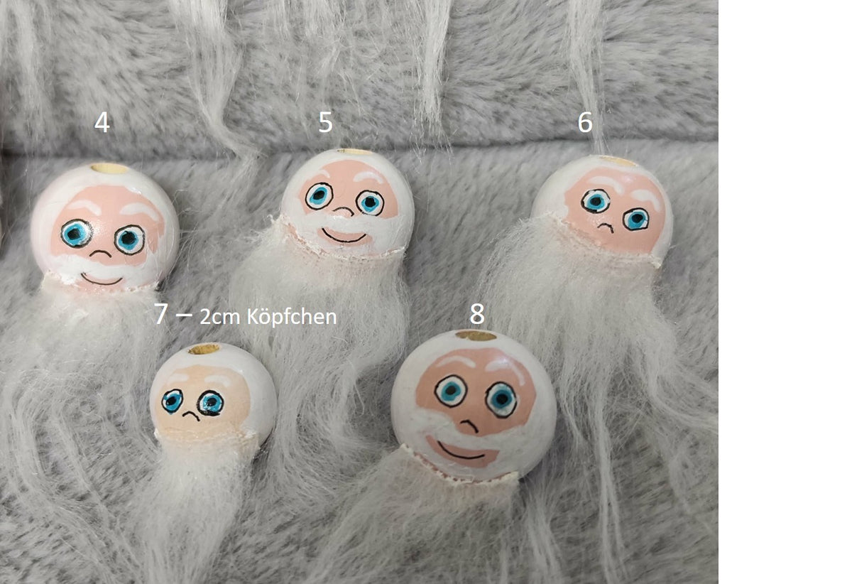 Weihnachtsmann mit Plüschbart – Handbemalte Holzköpfchen | Der flauschigste Santa im Shop