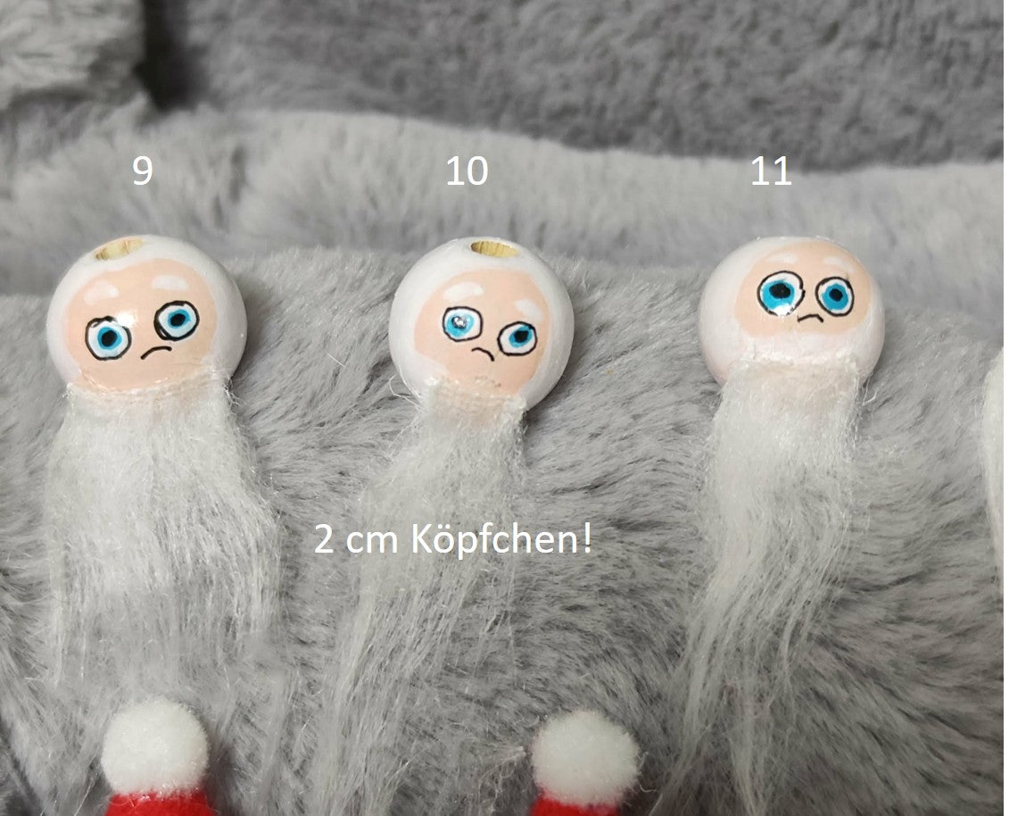Weihnachtsmann mit Plüschbart – Handbemalte Holzköpfchen | Der flauschigste Santa im Shop