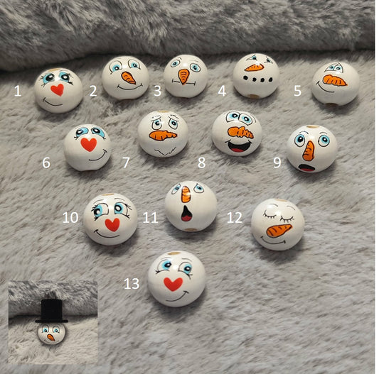 Schneemann – Handbemalte Holzköpfchen | Winter & Weihnachten mit optionalem Hut