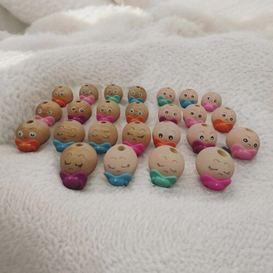 Nachschub! Handbemalte Baby-Holzköpfchen (2,5 cm) mit Schnuller