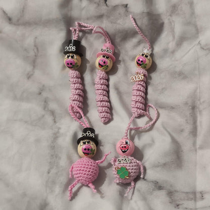 🐷 Glücksschwein-Sorgenwürmchen – dein handgemachter Silvesterbegleiter