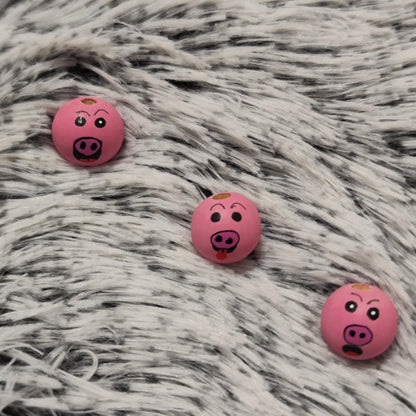 3er-Set Schweinchen – handbemalte Glücks-Holzköpfchen, 2 cm