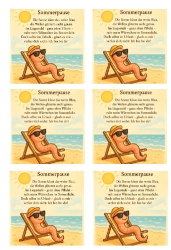 Liegestuhl Sonnen Sorgenwürmchen Kärtchen