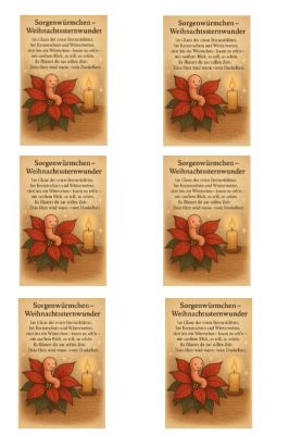 Weihnachtsstern Sorgenwürmchen Kärtchen