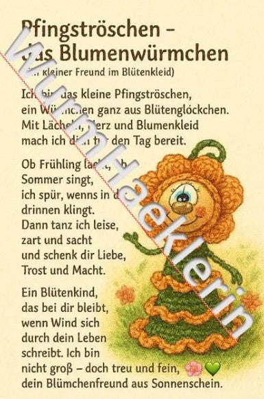 Pfingströschen-Sorgenwürmchen Kärtchen