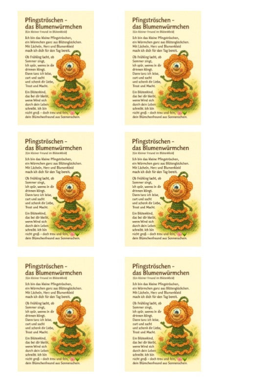 Pfingströschen-Sorgenwürmchen Kärtchen