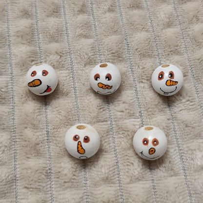 Schneemann-Köpfchen 5er-Set – handbemalte Holzköpfe mit braunen Augen, 2 cm