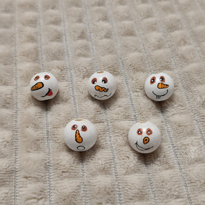 Schneemann-Köpfchen 5er-Set – handbemalte Holzköpfe mit braunen Augen, 2 cm