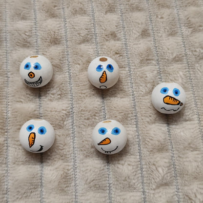 ❄️ Schneemann-Köpfchen 5er-Set – handbemalt mit blauen Augen