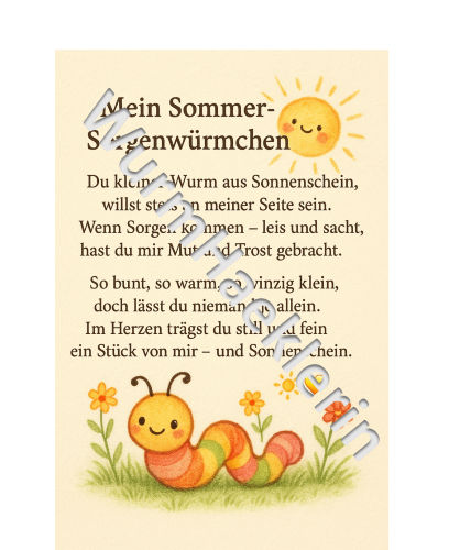 Sommer Sorgenwürmchen Kärtchen Nr. 2