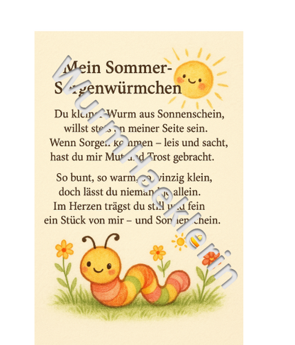 Sommer Sorgenwürmchen Kärtchen Nr. 2