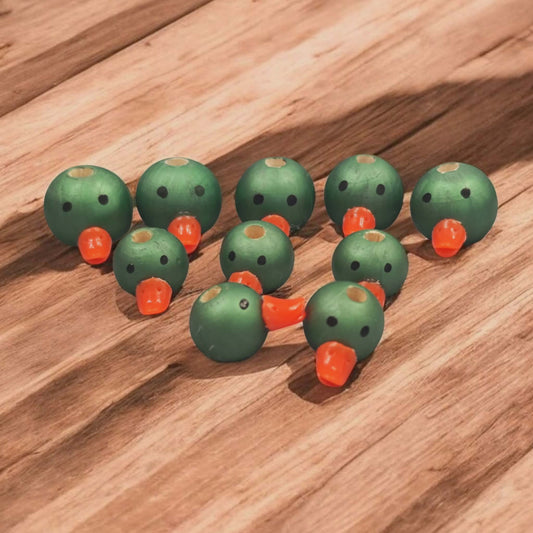 Stockenten-Erpel-Holzköpfchen 2 cm & 2,5 cm mit Schnabel – Süße Wasserbewohner! 🦆💚