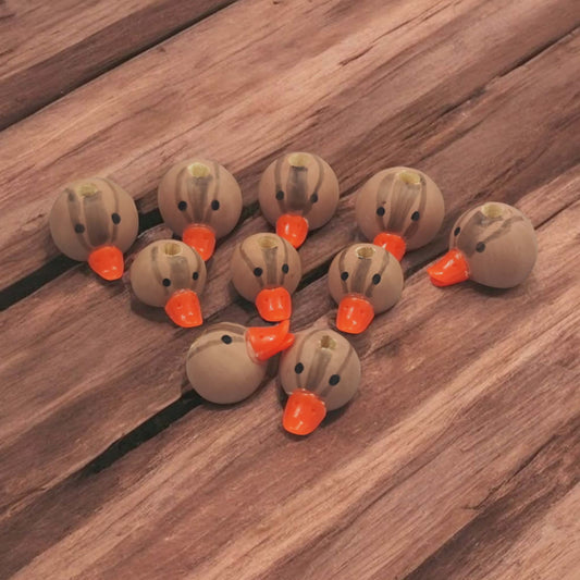 Stockenten-Holzköpfchen weiblich 2 cm & 2,5 cm mit Schnabel – Süße Wasserbewohnerinnen! 🦆💛