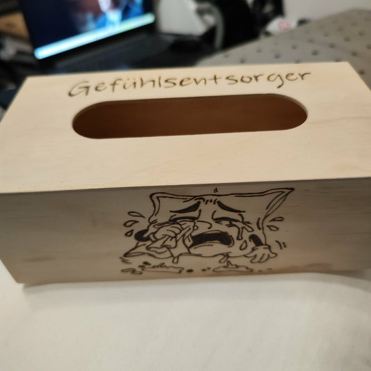 Taschentuchbox aus Holz mit Brandmalerei – Handgebrannt