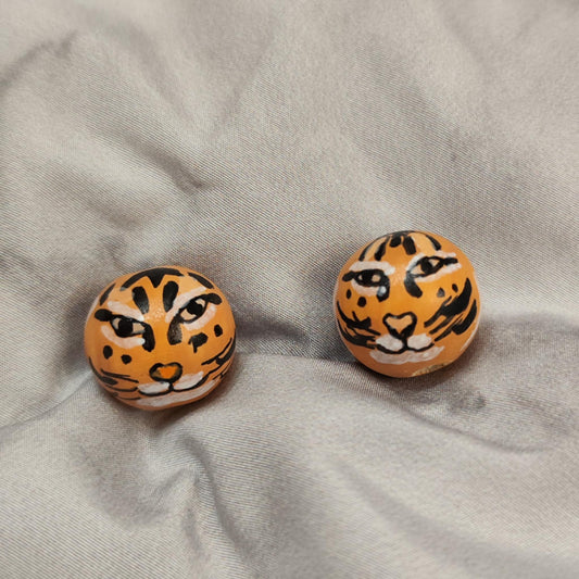 🐯 1 Tiger-Holzköpfchen – wild, markant & handbemalt