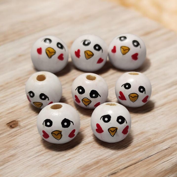 Turteltaube weiß (2 cm oder 2,5 cm) – Handbemalte Holzperlen