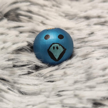 Vogelgang 1 – 4er-Set handbemalte Holzköpfchen: Pfau, Gans, Kardinal, Wellensittich, 2 cm