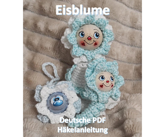 Eis-Blume Häkelanleitung deutsch Sorgenwürmchen