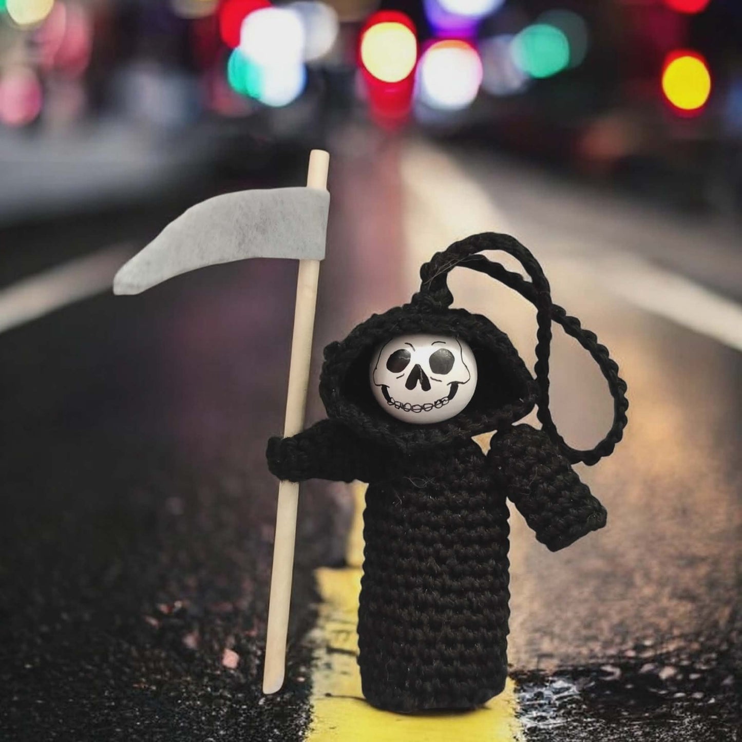 Häkelanleitung „Sensenmann" – Sorgenwürmchen mit 2 cm Holzperle (PDF) 💀