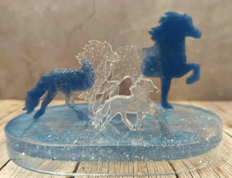 Set of 3 blue glitter Tölter – magic in miniature format