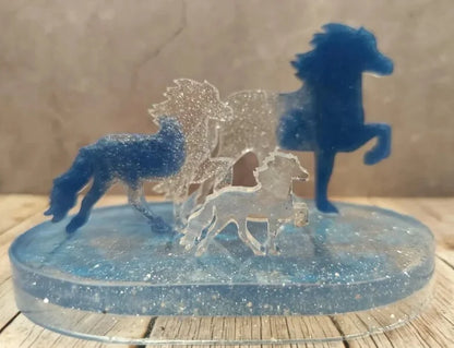 Set of 3 blue glitter Tölter – magic in miniature format