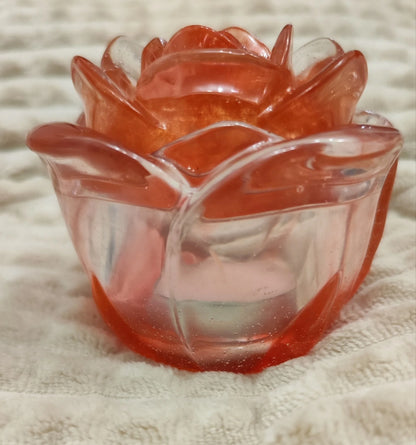 🌹 Two-piece rose bowl with lid — orange-transparent epoxy resin