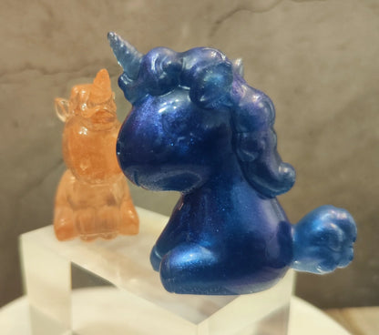 Magical unicorn duo made of epoxy resin