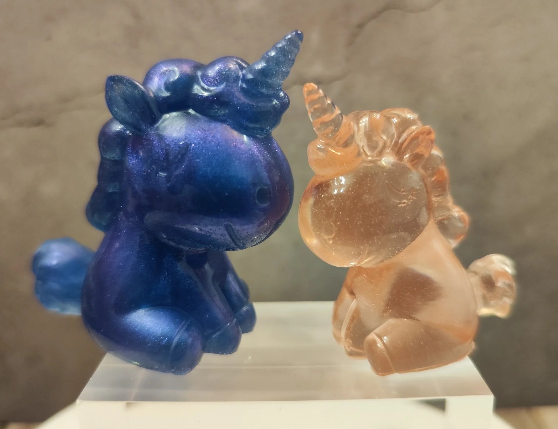 Magical unicorn duo made of epoxy resin