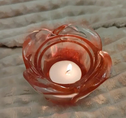 🌹 Two-piece rose bowl with lid — orange-transparent epoxy resin