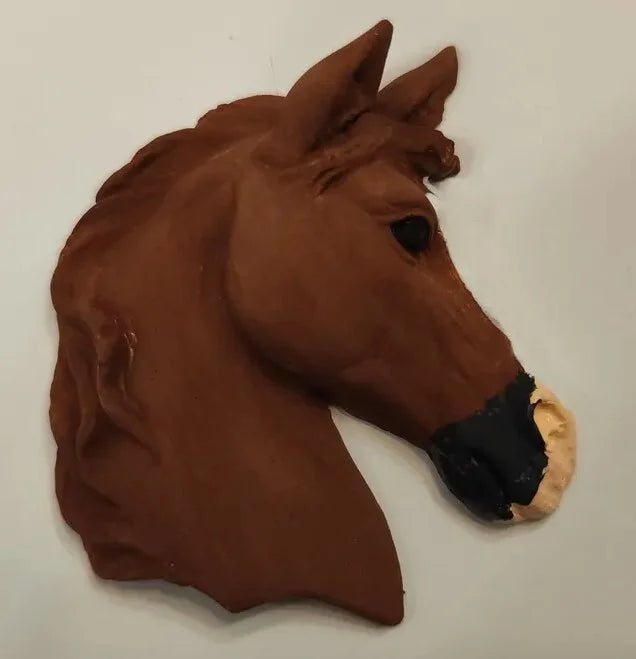 Dein Herzenspferd als handbemaltes Mini-Kunstwerk – individuell nach deinem Foto — Pferdekopf mit Magnetstreifen