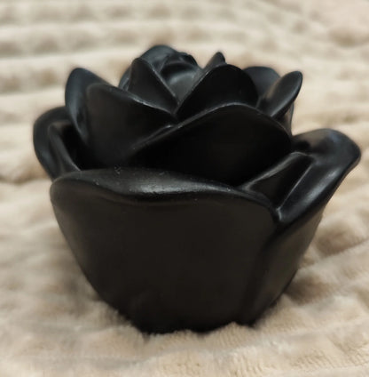 🌹 Two-piece rose bowl with lid — orange-transparent epoxy resin