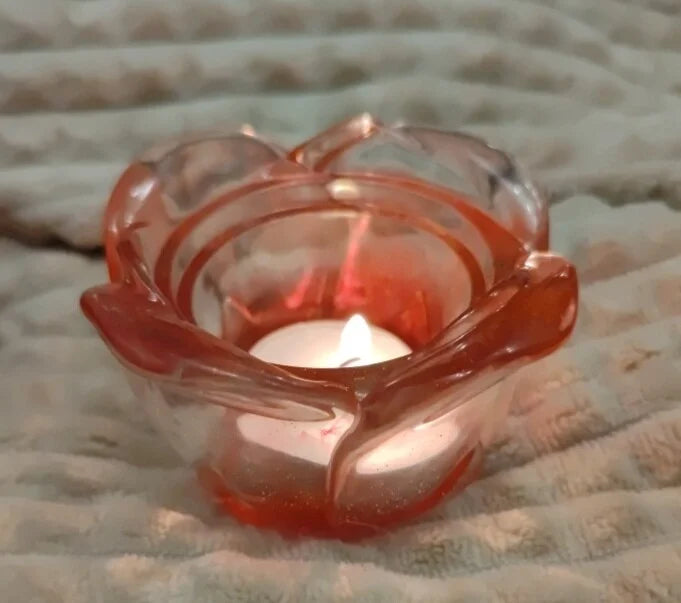 🌹 Two-piece rose bowl with lid — orange-transparent epoxy resin