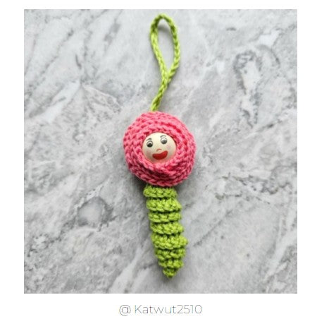 Häkelanleitung „Knospe" – Anhänger mit 2 cm Holzperle (PDF) 🌸
