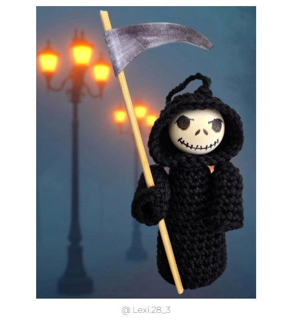 Häkelanleitung „Sensenmann" – Sorgenwürmchen mit 2 cm Holzperle (PDF) 💀