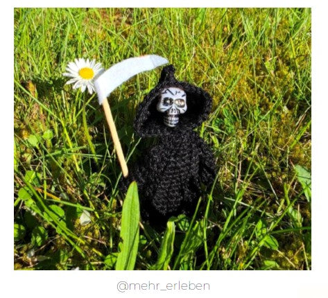 Häkelanleitung „Sensenmann" – Sorgenwürmchen mit 2 cm Holzperle (PDF) 💀