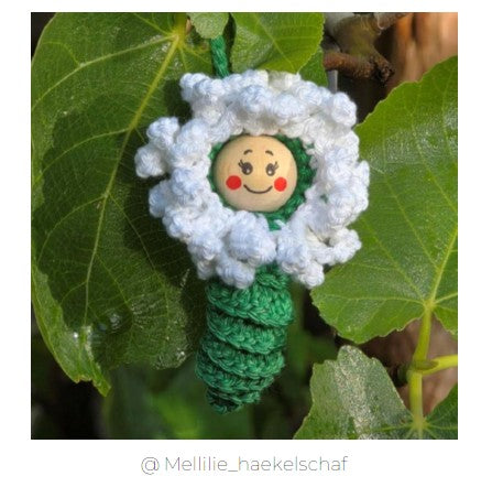 Häkelanleitung „Gänseblümchen" – Anhänger mit 2 cm Holzperle (PDF) 🌼