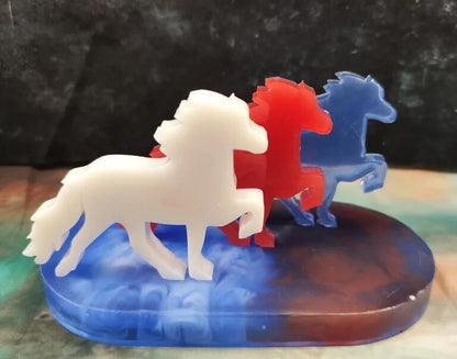 Icelandic horses in flag colors – team spirit to set up - Iceland