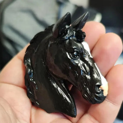 Dein Herzenspferd als handbemaltes Mini-Kunstwerk – individuell nach deinem Foto — Pferdekopf mit Magnetstreifen