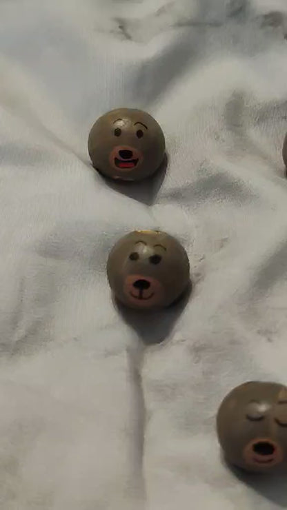 🐻 5er-Set Bärchenköpfe aus Holz – voll bemalt & mit Charakter