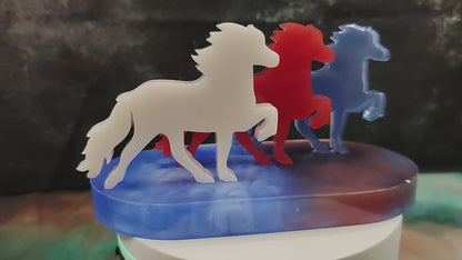 Icelandic horses in flag colors – team spirit to set up - Iceland