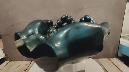 🖐️ Decorative hand-shaped bowl – black-blue shimmering &amp; handmade