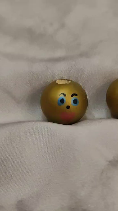 ✨ 3er Set Goldies mit blauen Augen –  festlicher Holzköpfchen