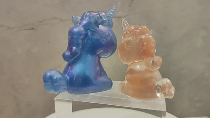 Magical unicorn duo made of epoxy resin
