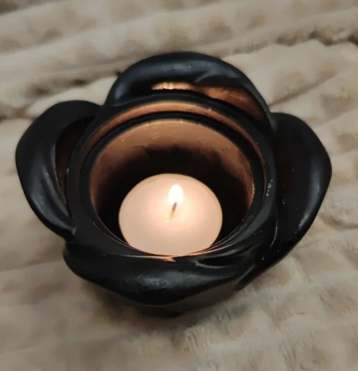 🌹 Two-piece rose bowl with lid — orange-transparent epoxy resin