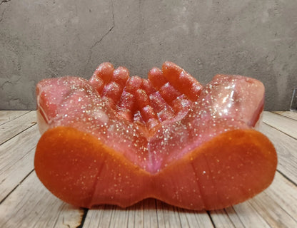 🖐️ Decorative hand bowl made of epoxy resin – red-pink glitter unique piece