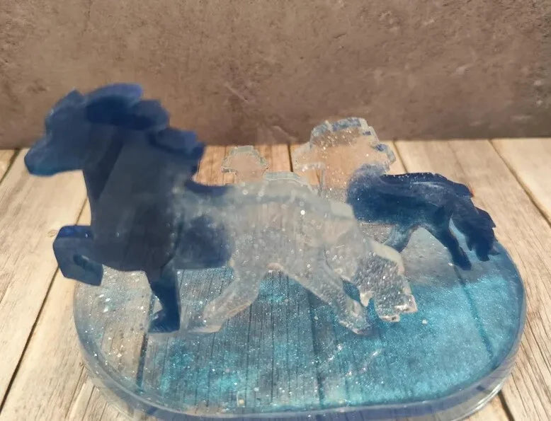 Set of 3 blue glitter Tölter – magic in miniature format