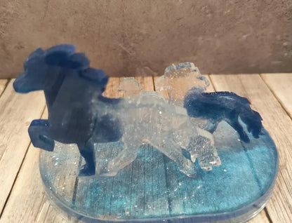 Set of 3 blue glitter Tölter – magic in miniature format