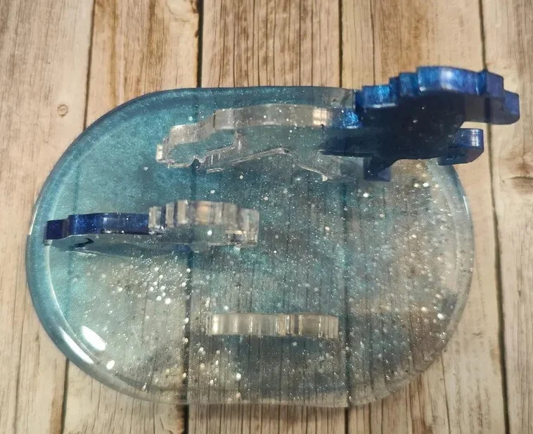 Set of 3 blue glitter Tölter – magic in miniature format