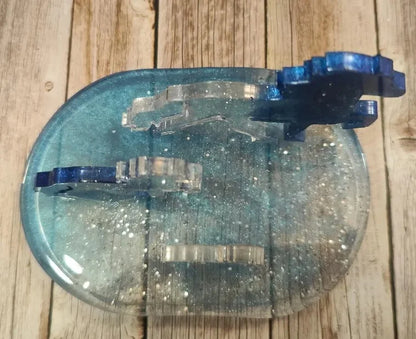 Set of 3 blue glitter Tölter – magic in miniature format